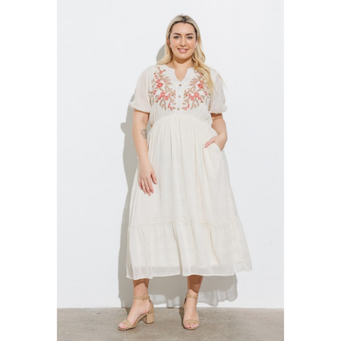 Delilah Curvy Embroidered Dress