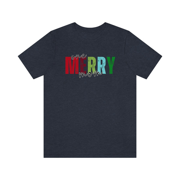 Colorful One Merry Mom Christmas Graphic Tee