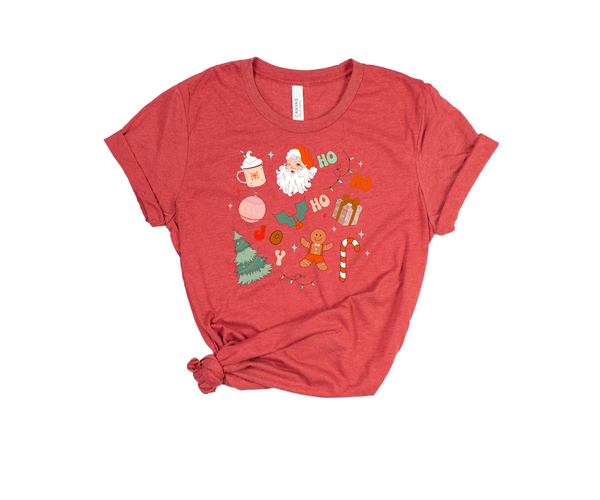 Retro Christmas Doodle Graphic Tee