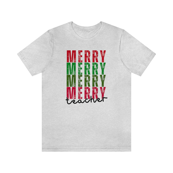 Merry Merry Merry Teacher Christmas Graphic Tee