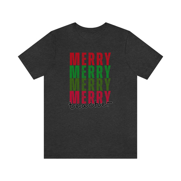 Merry Merry Merry Teacher Christmas Graphic Tee