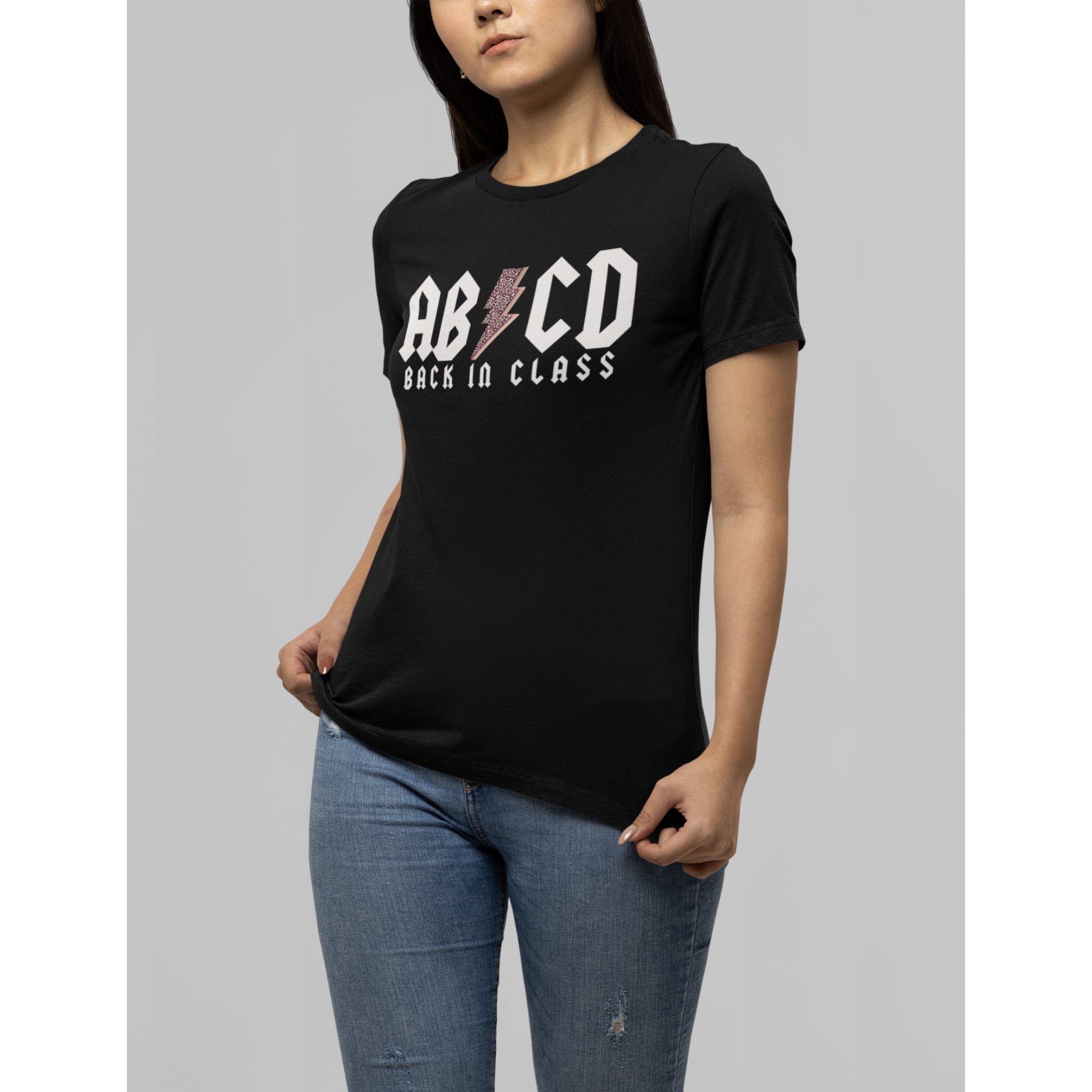 ABCD Leopard Lightning Bolt Back in Class Teacher Tee