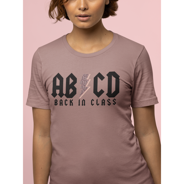 ABCD Leopard Lightning Bolt Back in Class Teacher Tee