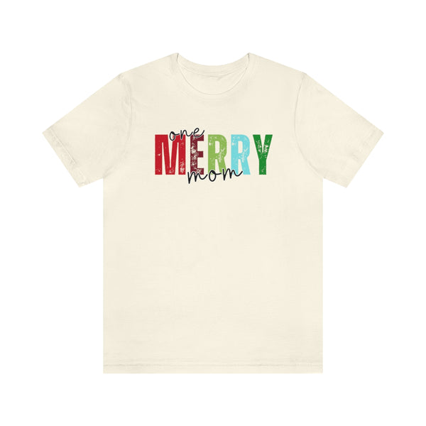 Colorful One Merry Mom Christmas Graphic Tee