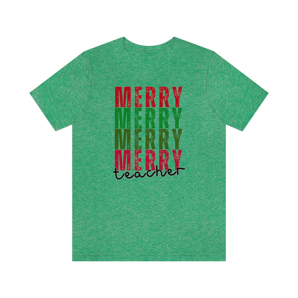 Merry Merry Merry Teacher Christmas Graphic Tee