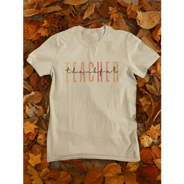 Colorful Thankful Teacher Thanksgiving Graphic Tee