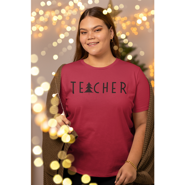 Simple Teacher Christmas Tree Graphic Tee