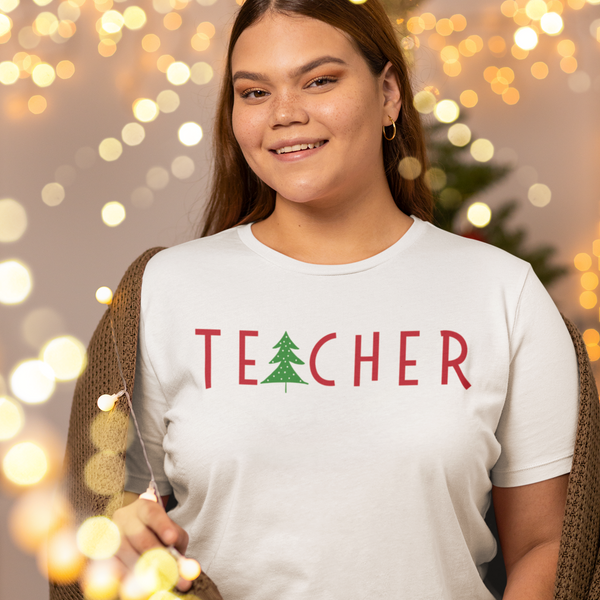 Simple Teacher Christmas Tree Graphic Tee