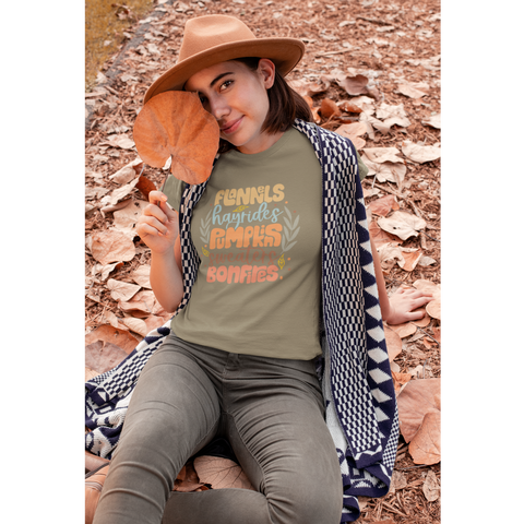 Flannels Hayrides Pumpkins Sweaters Bonfires Fall Graphic Tee