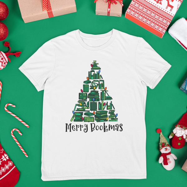 Merry Bookmas Christmas Graphic Tee