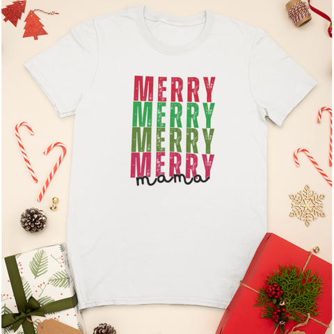 Merry Merry Merry Mama Christmas Graphic Tee