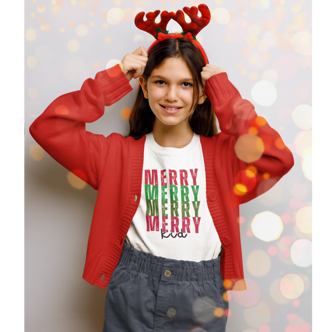 Merry Merry Merry Kid Family Matching Christmas Graphic Tee